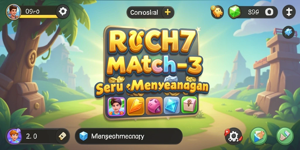Tangkapan layar RICH7 menampilkan gameplay Match-3 yang menarik.