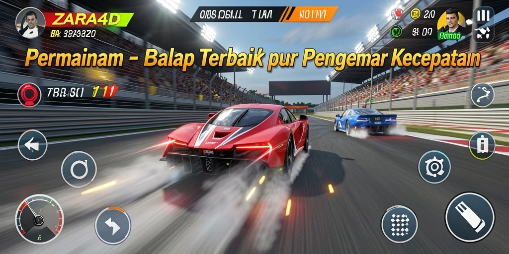 Tangkapan layar <strong>ZARA4D</strong> menunjukkan aksi balapan yang mendebarkan.